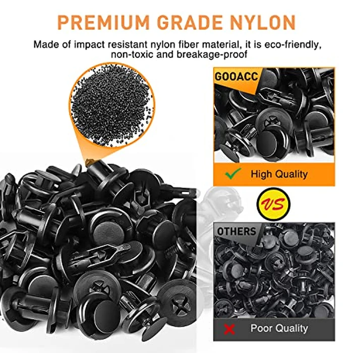 GOOACC 240PCS Car Retainer 6.3mm 8mm 9mm 10mm Expansion Screws Replacement Kit Bumper Push Rivet Clips, 1PC Fastener Remover,Black by GOOACC - Image 3