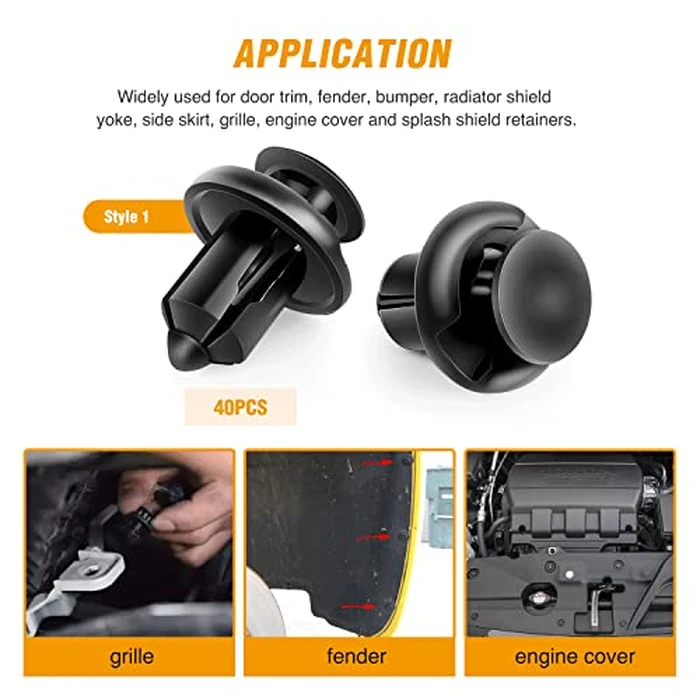 GOOACC 240PCS Car Retainer 6.3mm 8mm 9mm 10mm Expansion Screws Replacement Kit Bumper Push Rivet Clips, 1PC Fastener Remover,Black by GOOACC - Image 5