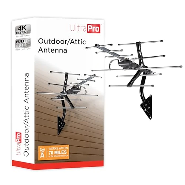 UltraPro Outdoor HD Digital, Long Range Smart TV Antenna, Supports 4K 1080P HD VHF UHF, J Mount Included for Attic or Outdoor, Weather Resistant, 65000 by UltraPro - Used - Like New condition - US$20.75