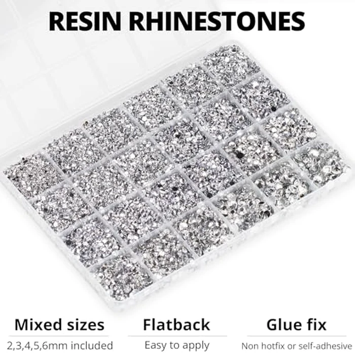20100Pcs Silver Clear Resin Rhinestones 2,3,4,5,6mm Flatback for Bedazzling Crafting Crafts Clothing Clothes Fabric Shoes Nail Art, Flat Back Gems Diamonds Bedazzler Kit Bulk Jewels Crystals Gemstones by Worthofbest - Image 3