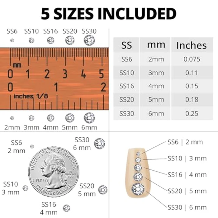 20100Pcs Silver Clear Resin Rhinestones 2,3,4,5,6mm Flatback for Bedazzling Crafting Crafts Clothing Clothes Fabric Shoes Nail Art, Flat Back Gems Diamonds Bedazzler Kit Bulk Jewels Crystals Gemstones by Worthofbest - Image 4