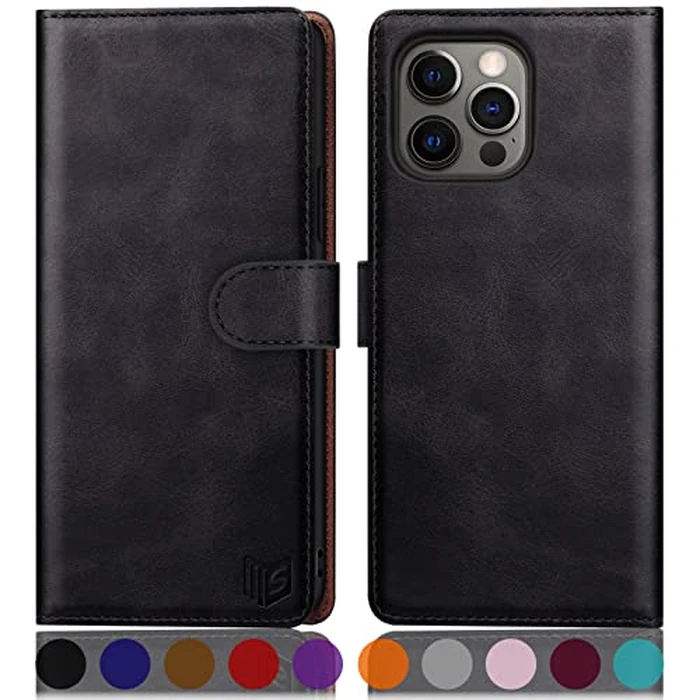 SUANPOT for iPhone 13 Pro Max 6.7" RFID Blocking Wallet case Credit Card Holder,Flip Book PU Leather Phone case Shockproof Cover Cellphone Women Men for Apple iPhone 13 ProMax case Wallet (Black) by SUANPOT - Used - Good condition