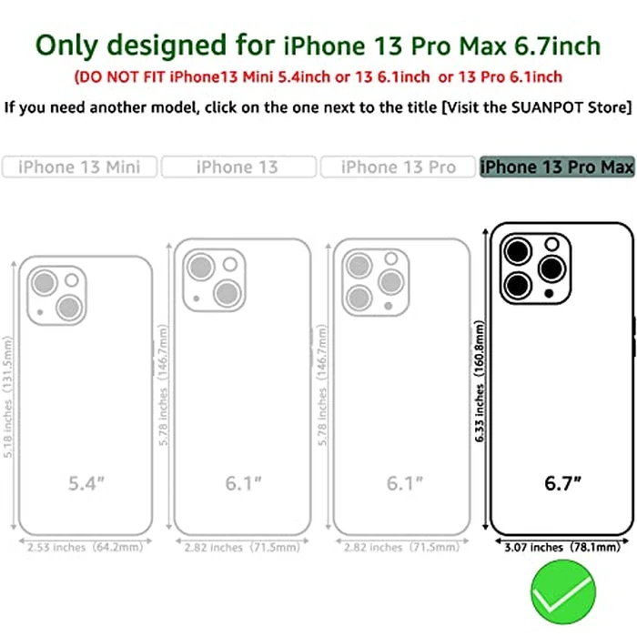 SUANPOT for iPhone 13 Pro Max 6.7" RFID Blocking Wallet case Credit Card Holder,Flip Book PU Leather Phone case Shockproof Cover Cellphone Women Men for Apple iPhone 13 ProMax case Wallet (Black) by SUANPOT - Image 2