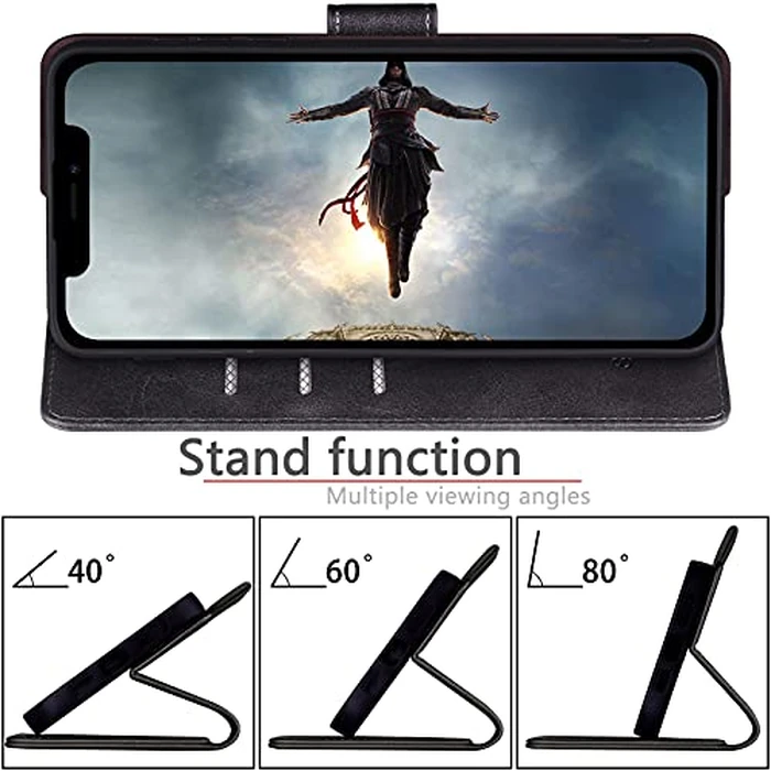 SUANPOT for iPhone 13 Pro Max 6.7" RFID Blocking Wallet case Credit Card Holder,Flip Book PU Leather Phone case Shockproof Cover Cellphone Women Men for Apple iPhone 13 ProMax case Wallet (Black) by SUANPOT - Image 7