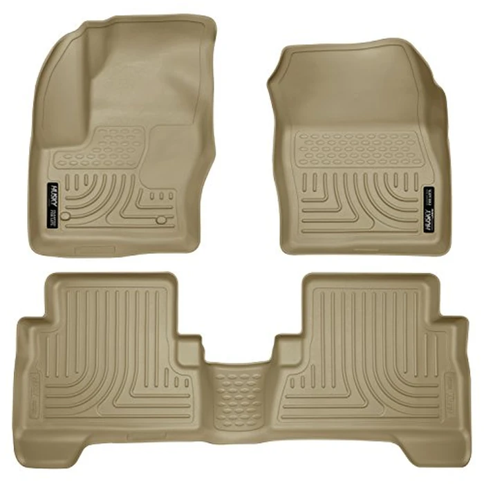 Husky Liners Weatherbeater Floor Mats | Fits 2013-2019 Ford Escape; 2013-2018 Ford C-Max | Front & 2nd Row, 3-pc Tan - 99743 by Husky Liners - Used - Like New condition
