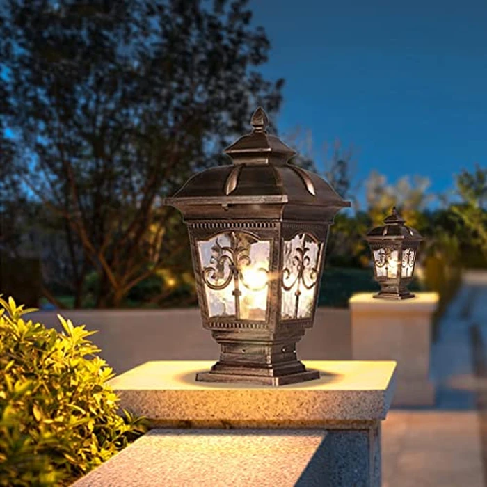 PTOUG 2 Pack Outdoor Post Light, Bronze Post Lamp Fixture, Antique Street Lights for Patio, Garden, Fence Lawn, Pathway, Driveway, Front/Back Door. by PTOUG - Image 3