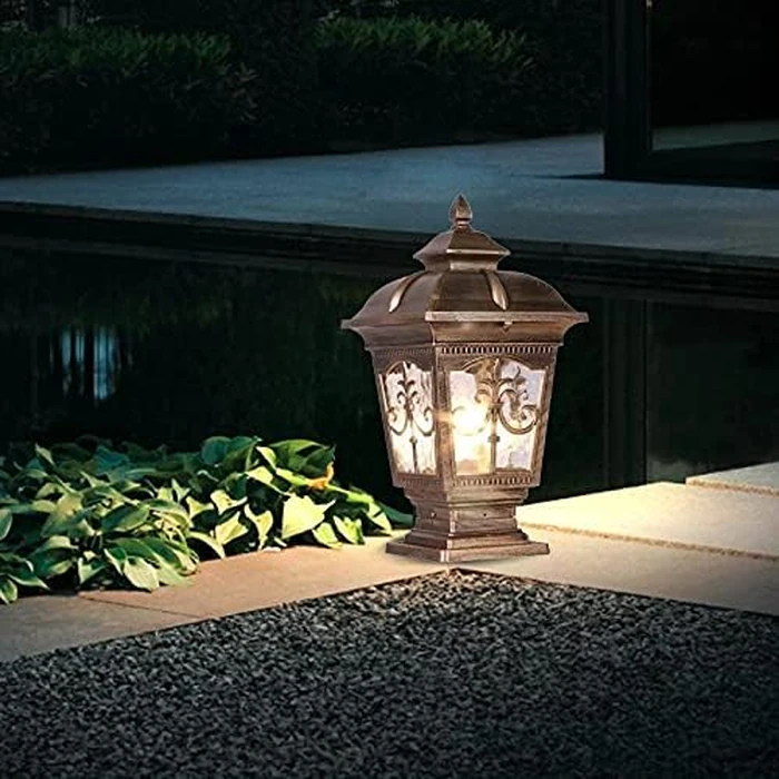 PTOUG 2 Pack Outdoor Post Light, Bronze Post Lamp Fixture, Antique Street Lights for Patio, Garden, Fence Lawn, Pathway, Driveway, Front/Back Door. by PTOUG - Image 4