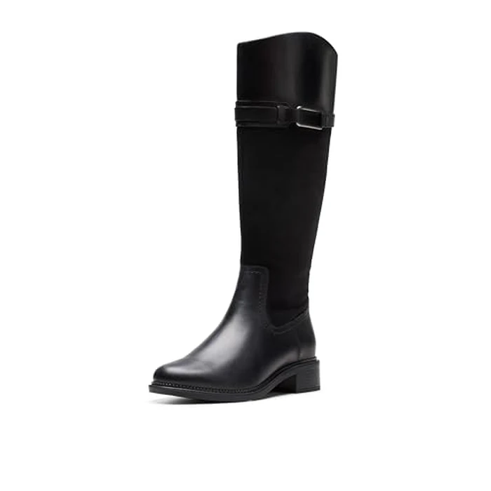 Clarks Collection Women's Maye Carly Knee High Boot, Black Leather, 6 Medium US by Clarks - Image 1