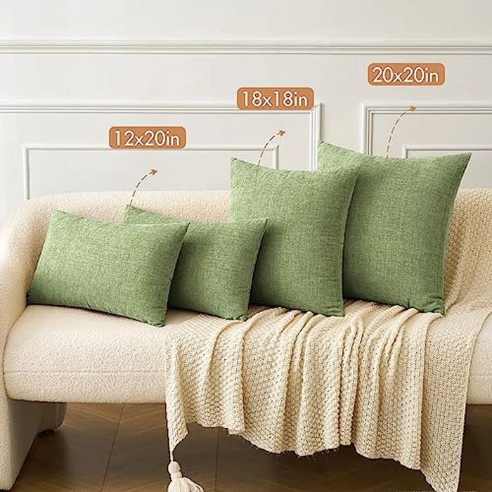 MIULEE Pack of 2 Chenille Soft Solid Decorative Throw Pillow Covers Luxury Modern Cushion Cases for Sofa Couch Bedroom Living Room Sage Green 16x16 Inch by MIULEE - Image 4