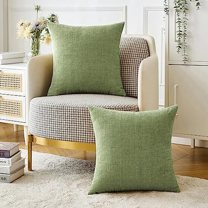 MIULEE Pack of 2 Chenille Soft Solid Decorative Throw Pillow Covers Luxury Modern Cushion Cases for Sofa Couch Bedroom Living Room Sage Green 16x16 Inch by MIULEE - Image 5
