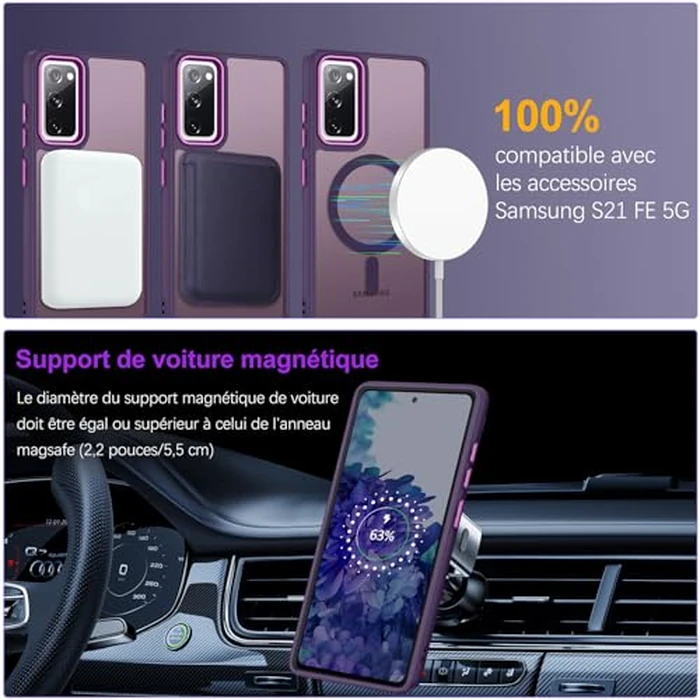 BENTOBEN for Samsung S20 FE 5G Case, for S20 FE Case Compatible with Wireless Charging, Soft TPU Bumper Translucent Matte Shockproof Protective Case for Samsung Galaxy S20 FE 5G/4G, Dark Purple by BENTOBEN - Image 2