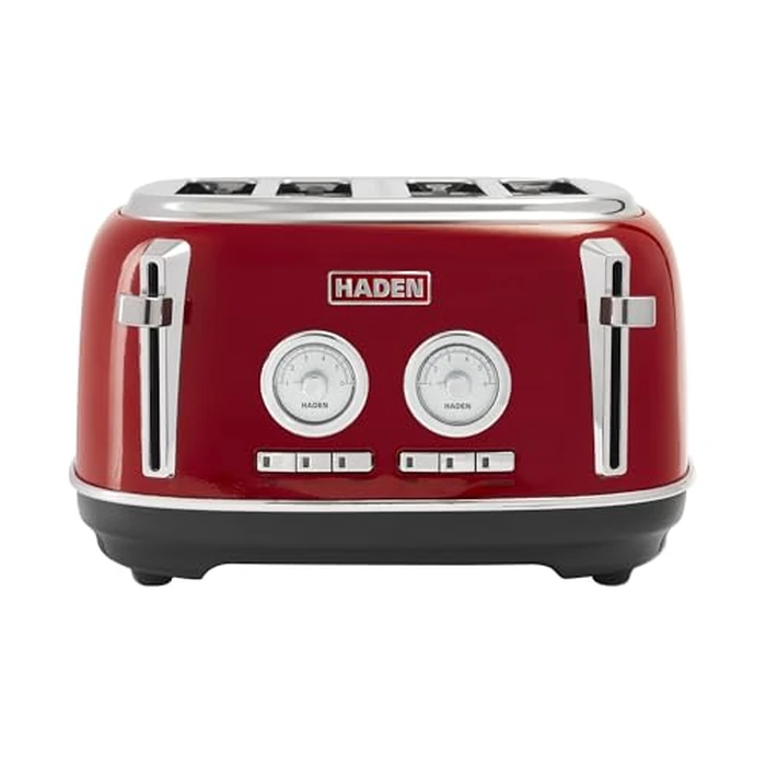 Haden Dorset 75040 Stainless Steel 1500W Retro Toaster 4 Slice Wide Slot w/Removable Crumb Tray and Settings, Red Toasters w/Adjustable Browning Control, Smart Toaster by HADEN - Used - Very Good condition