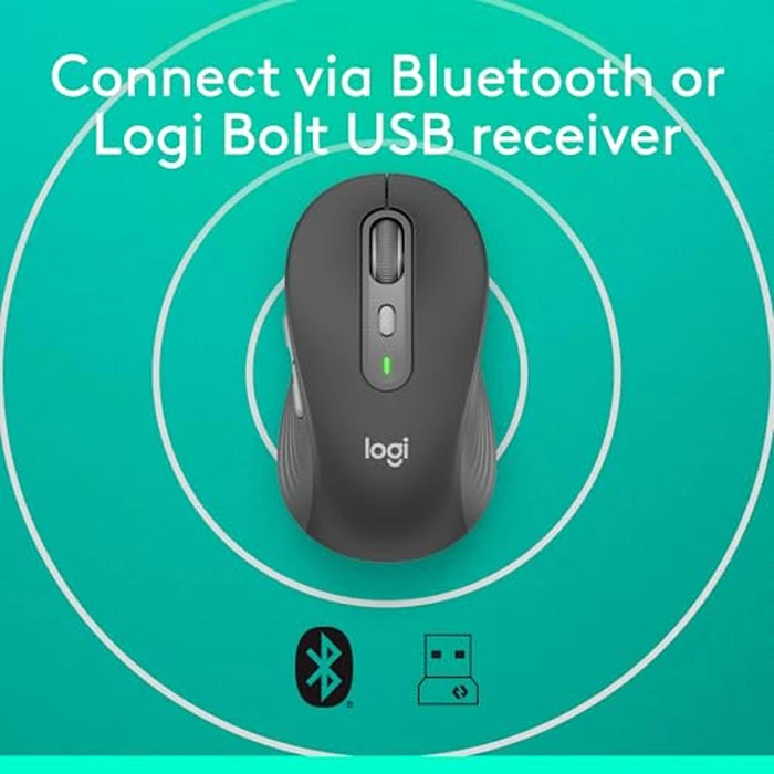 Logitech Signature Plus M750 L Wireless Mouse - for Large Hands, SmartWheel, Bluetooth, Multi Device, 24-Month Battery, Silent Clicks, Customizable Side Buttons, Contoured Shape - Graphite by Logitech - Image 6