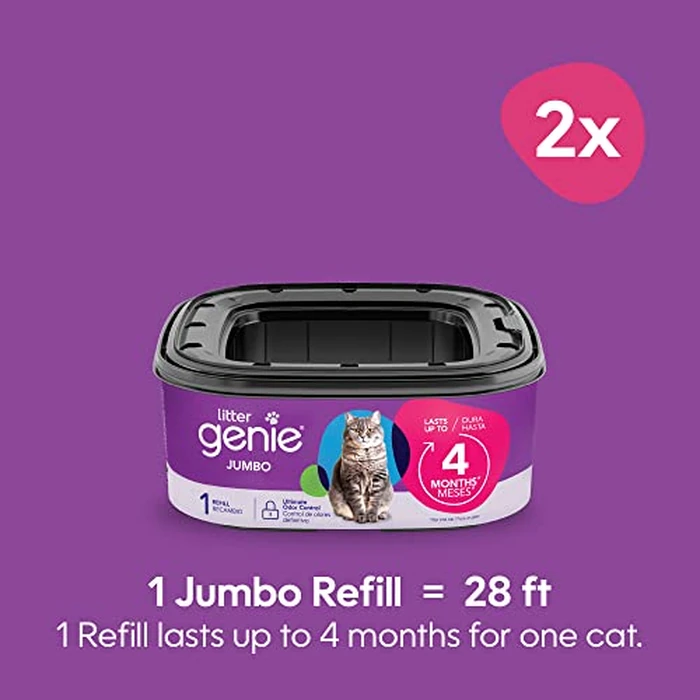 Litter Genie Refill Bags | Jumbo 2-Pack, 56 Total ft | Up to 8 Months of Supply in 2 cartridges | Ultimate Odor Control Cat Litter Bags by Litter Genie - Image 2