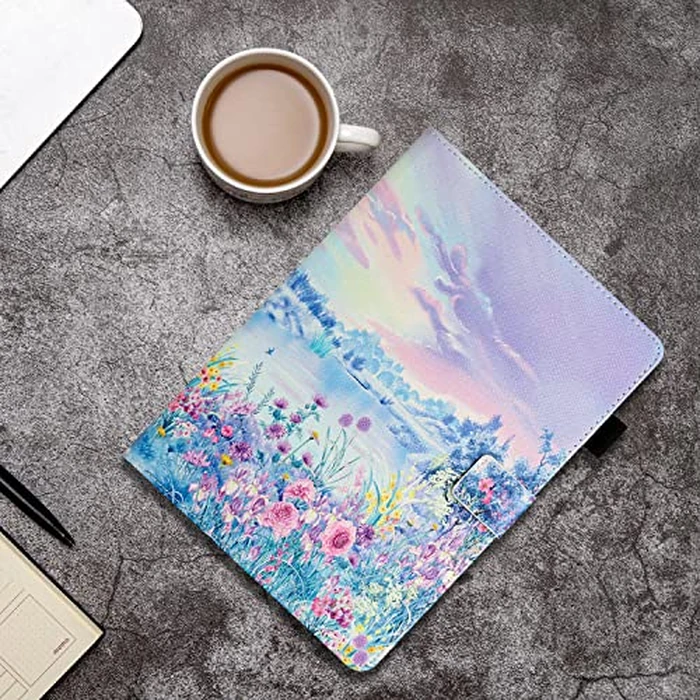 YUNHOTIC Case for iPad 11th/10th Gen (10.9-11inch), iPad A16 Cover Auto Wake/Sleep, Premium PU Leather Folding Stand Cover with Pen Holder & Multiple Viewing Angles - Flower by YUNHOTIC - Image 6
