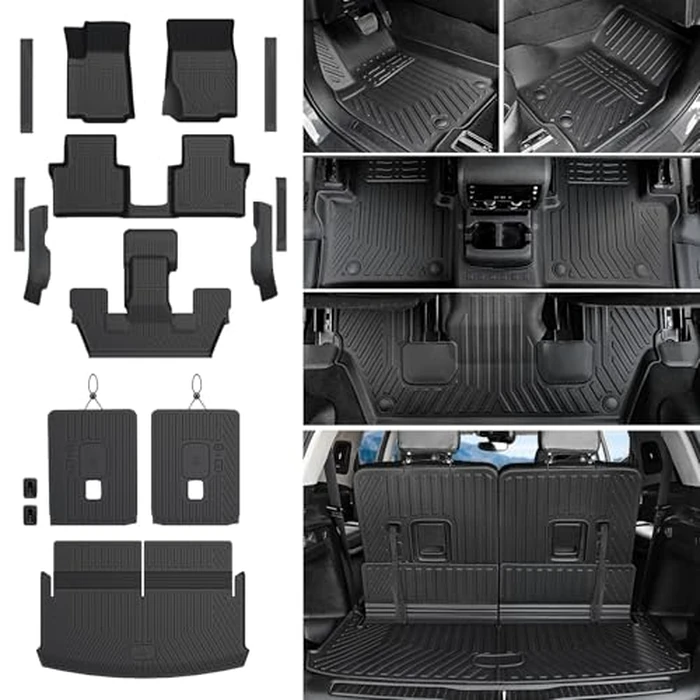 JOULARISE Floor Mats Cargo Mat for 2021-2025 2026 Jeep Grand Cherokee L w/Captain Chair (Only for 6-Seater w/o 2nd Row Armrest), All Weather TPE Trunk Cargo Liner Car Accessories (L | Floor Mats Set) by JOULARISE - Used - Very Good condition - US$118.29