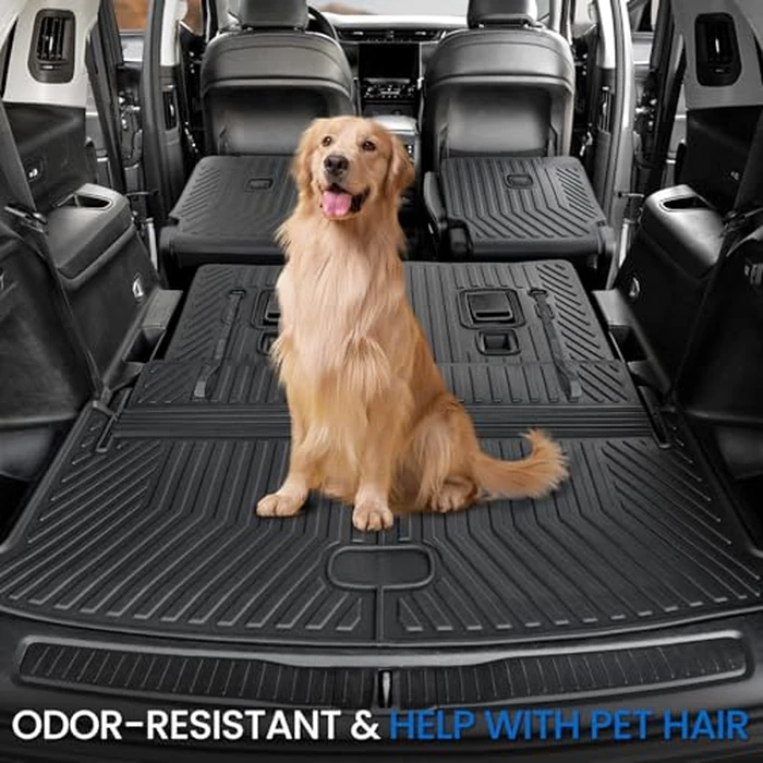 JOULARISE Floor Mats Cargo Mat for 2021-2025 2026 Jeep Grand Cherokee L w/Captain Chair (Only for 6-Seater w/o 2nd Row Armrest), All Weather TPE Trunk Cargo Liner Car Accessories (L | Floor Mats Set) by JOULARISE - Image 8