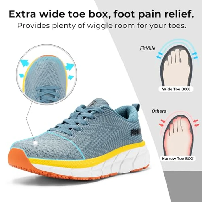 FitVille Wide Toe Box Shoes for Men Extra Wide Running Shoes Cushioned Well Non Slip Wide Running Shoes for Men Comfortable Men Running Shoes Lightweight Walking Shoes for Men(Slate Blue, Wide 14) by FitVille - Image 2