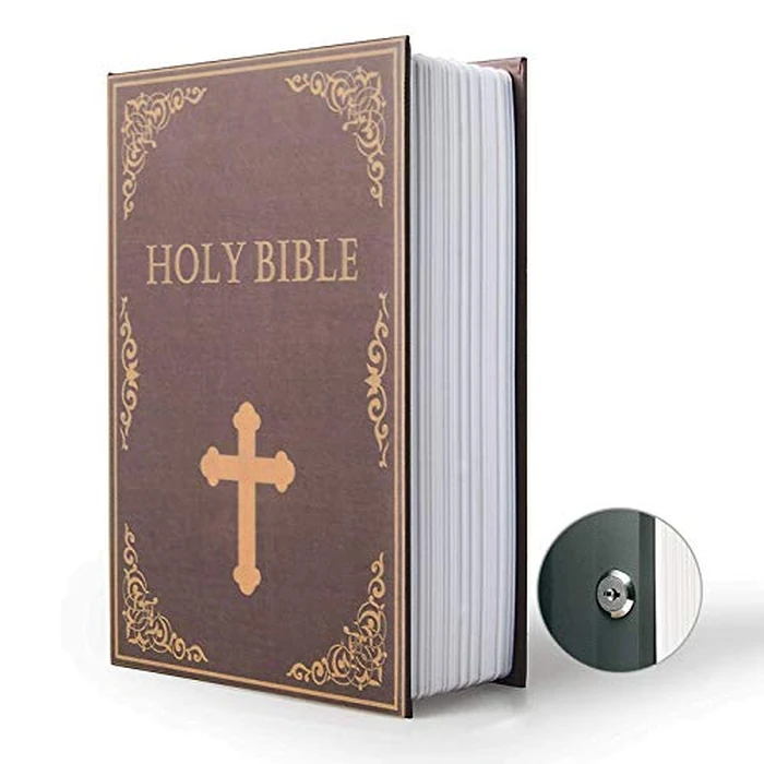 Diversion Book Safe Storage Box, Dictionary Secret Safe Can with Security Combination Lock/Key, Diversion Book Hidden Safe (Bible, M, Key) by PACOLO - Image 1