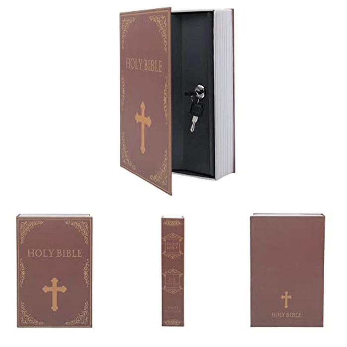 Diversion Book Safe Storage Box, Dictionary Secret Safe Can with Security Combination Lock/Key, Diversion Book Hidden Safe (Bible, M, Key) by PACOLO - Image 2