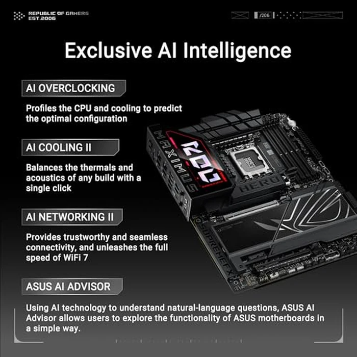 ASUS ROG Maximus Z890 Hero Intel Z890 LGA 1851 ATX Motherboard, Advanced AI PC-Ready, 22+2+1+2 Stages, DDR5, WiFi 7, 3X PCIe 5.0 M.2, Thunderbolt 4, USB Type-C, AI Overclocking/Cooling/Networking by Asus - Image 2