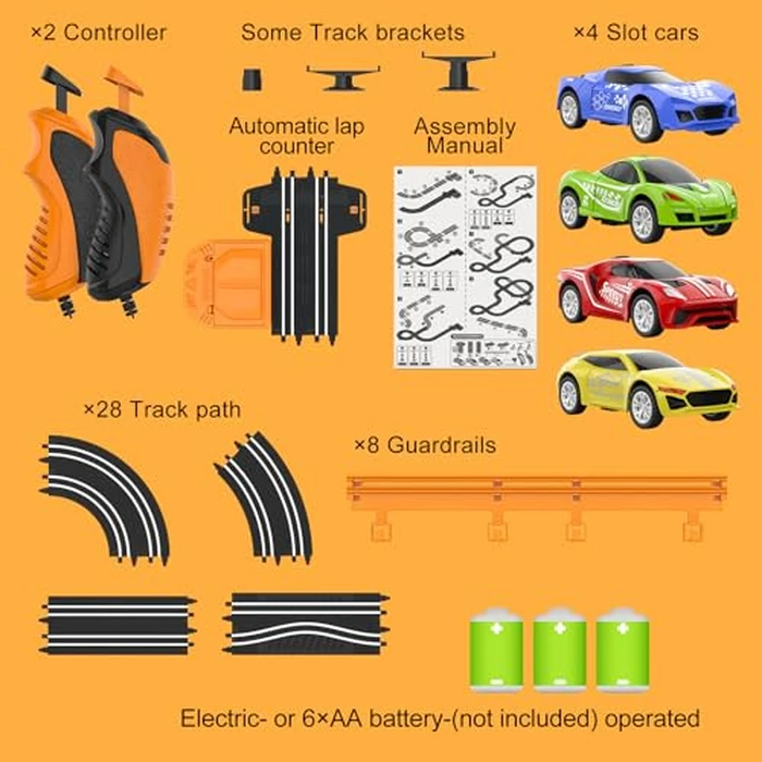 Slot Car Race Track Sets with 4 High-Speed Racing Car, Battery or Electric Race Car Track for Boys and Kids, Dual Racing Game Lap Counter Circular Overpass Track, Gifts Toys for Boys Kids Age 6 7 8-12 by Wupuaait - Image 6