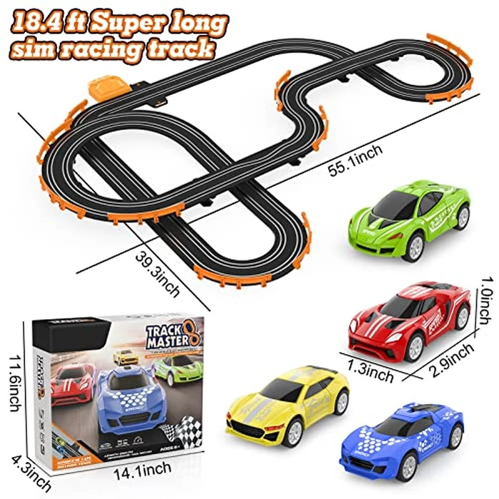 Slot Car Race Track Sets with 4 High-Speed Racing Car, Battery or Electric Race Car Track for Boys and Kids, Dual Racing Game Lap Counter Circular Overpass Track, Gifts Toys for Boys Kids Age 6 7 8-12 by Wupuaait - Image 7