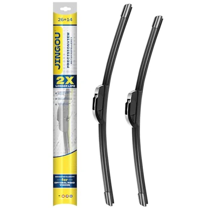JINGOU 26" + 14" Front Windshield Wiper Blades Compatible with 2013-2018 Hyundai Santa Fe,2008-2013 Nissan Rogue OEM QUALITY Premium All-Season Automotive Replacement Wipers(Pack of 2) by JINGOU - Used - Very Good condition - CA$13.66