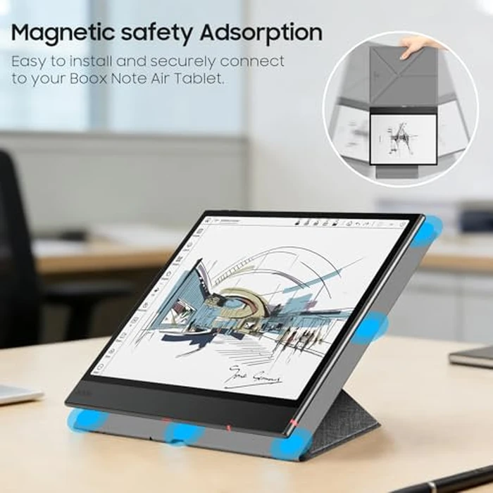 Fintie Origami Case for 10.3" Boox Note Air 5 C (2025)/Air4 C/Air3 C/Air3 B/W Tablet ePaper - Slim Lightweight Multi-Viewing Angles Stand Magnetic Cover Auto Sleep/Wake with Pen Buckle (Gray) by FINTIE - Image 2