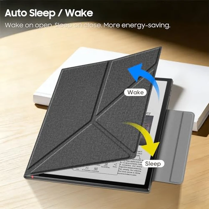Fintie Origami Case for 10.3" Boox Note Air 5 C (2025)/Air4 C/Air3 C/Air3 B/W Tablet ePaper - Slim Lightweight Multi-Viewing Angles Stand Magnetic Cover Auto Sleep/Wake with Pen Buckle (Gray) by FINTIE - Image 6