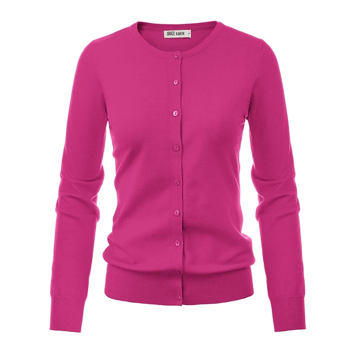 GRACE KARIN Pink Cardigan Sweaters for Women Lightweight Button Down Sweater Jacket Spring Clothes Summer Outfits S by GRACE KARIN - Image 4