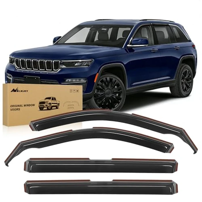 Nilight in Channel Rain Guards for Jeep Grand Cherokee L (3-Row Model Only) 2021-2025 Side Window Deflectors Vent Visors, Smoke Tint, Car Window Shade for Rain/Snow, Reduce Wind Noise, 4PCS by Nilight - Used - Very Good condition - US$50.95