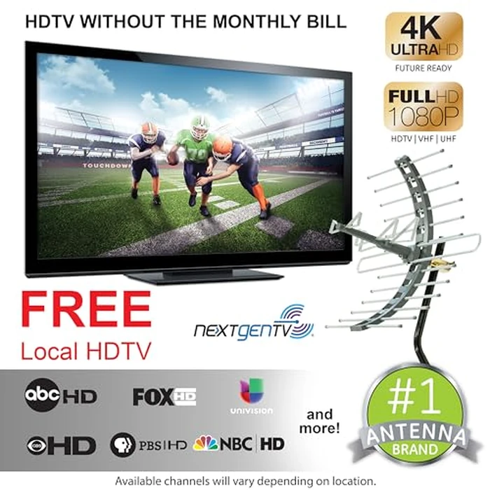 GE Outdoor HD Digital TV Antenna, Long Range Smart TV Antenna, Supports 4K 1080P HD Smart TV VHF UHF, J Mount Included for Attic or Outdoor, Weather Resistant, 29884 by GE - Image 2