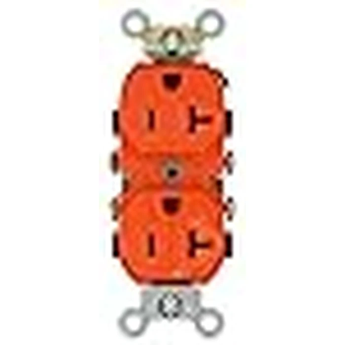 Leviton CR20-O 20-Amp, 125-Volt, Narrow Body Duplex Receptacle, Straight Blade, Commercial Grade, Self Grounding, 10-Pack, Orange by Leviton - Image 3
