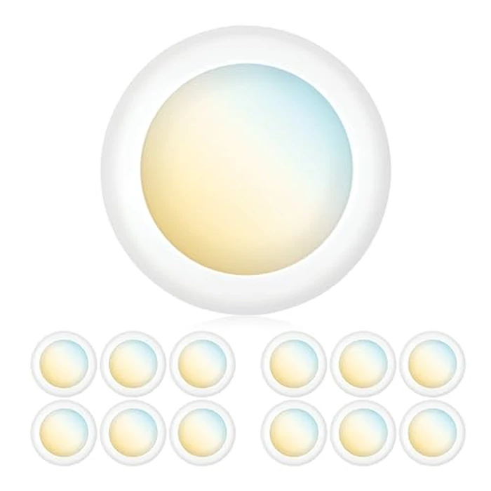 PARMIDA (12 Pack) 5/6 Inch Dimmable 3CCT LED Disk Lights, 15W Surface Mount Recessed Ceiling Disc Lighting, 3 Color Selectable 3000K/4000K/5000K, 1050lm, J-Box Or Recessed Can Installation, UL-Listed by Parmida LED Technologies - Used - Very Good condition