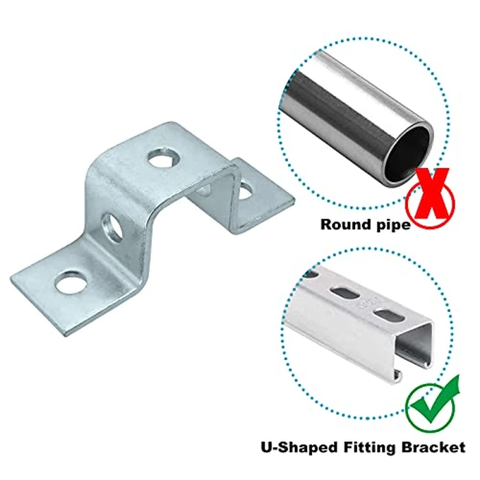 heneng 6 Pcs 5 Hole U Shaped Fitting for 1-5/8" Strut Channel, Cross Connector Bracket U Support, 3/16" Thick by heneng - Image 4
