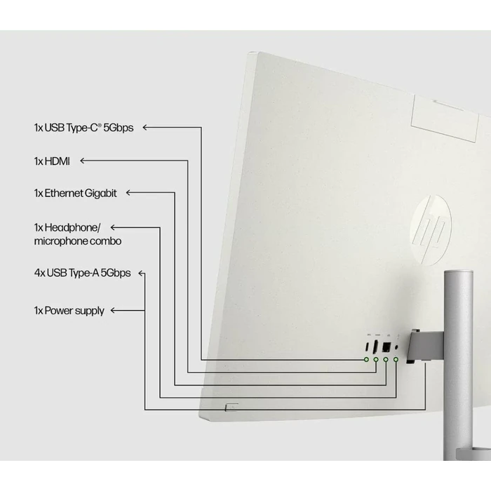 HP 27-cr0000a AIO Desktop PC 27" - AMD Ryzen 5 7520U 2.8GHz - 1TB - White - 16GB RAM - 27 Inch by HP - Image 4
