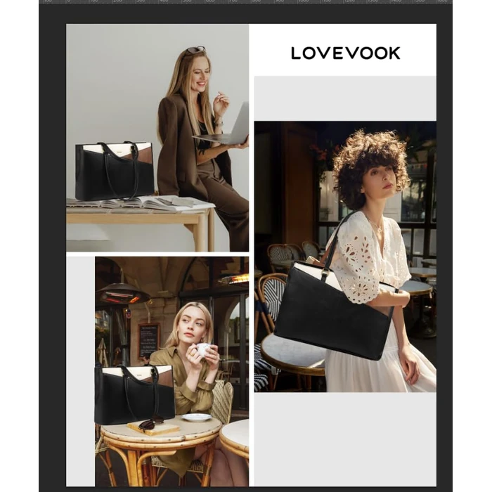 LOVEVOOK Vintage Leather Work Tote - 15.6 Inch Laptop Bag for Women, Waterproof Business Bag & Office Briefcase by LOVEVOOK - Used - Very Good condition - US$27.03