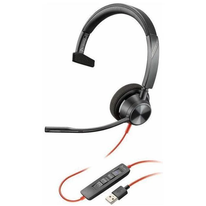 Poly Blackwire 3310 USB-A Mono Wired Headset - Black by Poly - Refurbished - Excellent condition