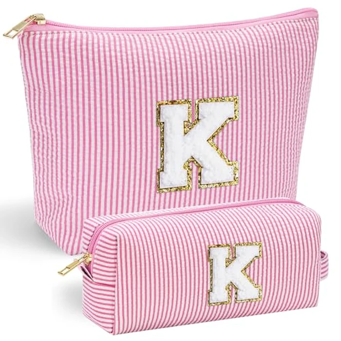 YOOLIFE Birthday Gifts for Women Kids Teen Girls Birthday Gifts for 6 7 8 9 10 11 12 13 Year Old Girls Initial Birthday Gift Makeup Bag for Girl Daughter Sister Teacher Friend Girlfriend Pink K by YOOLIFE - Used - Like New condition
