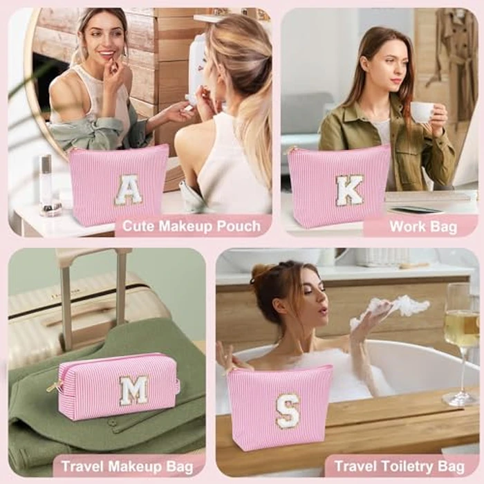 YOOLIFE Birthday Gifts for Women Kids Teen Girls Birthday Gifts for 6 7 8 9 10 11 12 13 Year Old Girls Initial Birthday Gift Makeup Bag for Girl Daughter Sister Teacher Friend Girlfriend Pink K by YOOLIFE - Image 6