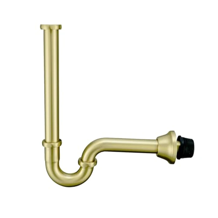 Brass P Trap U-Shape 11/4 inch Sink Drain Pipe with Slip Joint Extension Tub,12 inch Vertical Pipe length Adjustable Height Sink Waste Trap Drain Kit,Brushed Gold,SE83555BG-L by SEABEFORE - Used - Acceptable condition - US$14.74