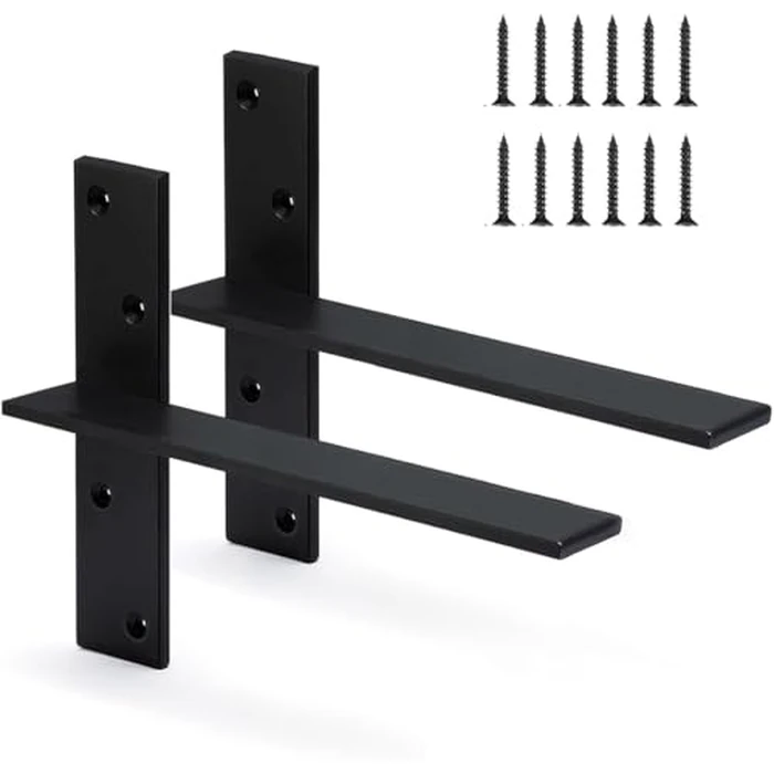 (2-Pack) Floating Shelf Bracket T Shelf Bracket,Solid Heavy Duty Steel Knee Wall Hidden Granite Countertop Support Floating Bracket Hardware.10-20" DIY Projects, Screws Included (2, 14inch) by FIGHT FOR YOU - Used - Like New condition - CA$41.84