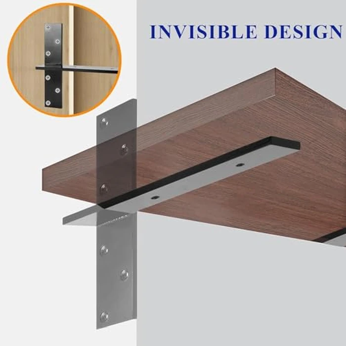 (2-Pack) Floating Shelf Bracket T Shelf Bracket,Solid Heavy Duty Steel Knee Wall Hidden Granite Countertop Support Floating Bracket Hardware.10-20" DIY Projects, Screws Included (2, 14inch) by FIGHT FOR YOU - Image 3