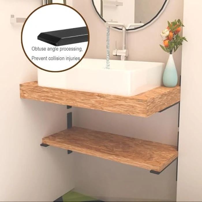 (2-Pack) Floating Shelf Bracket T Shelf Bracket,Solid Heavy Duty Steel Knee Wall Hidden Granite Countertop Support Floating Bracket Hardware.10-20" DIY Projects, Screws Included (2, 14inch) by FIGHT FOR YOU - Image 6