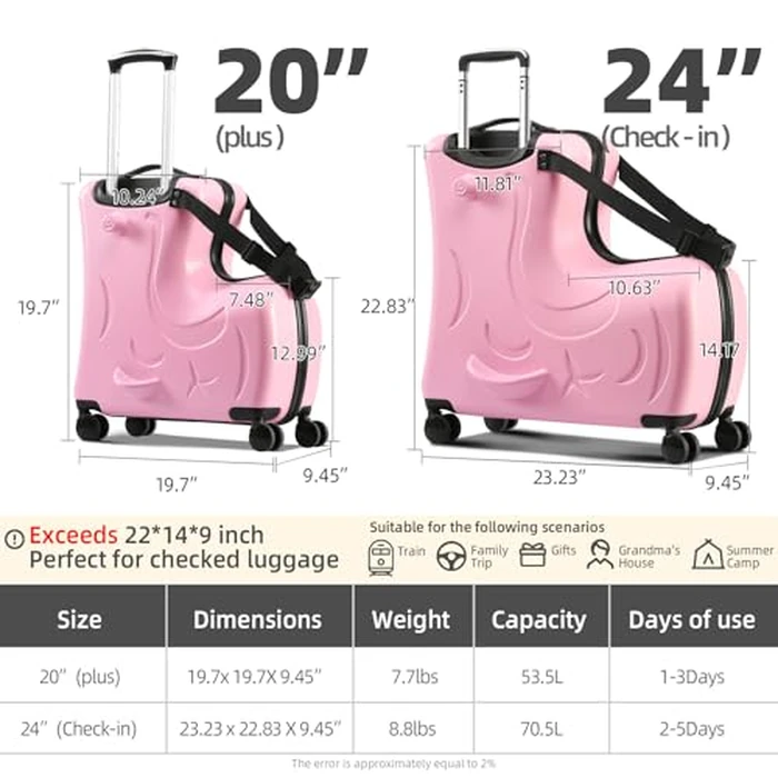 N-A Kids Ride On Suitcase with Wheels, Scooter Luggage for Toddlers Travel, Durable Children's Suitcase for Boys & Girls Ages 2-19 Years by N-A - Image 3