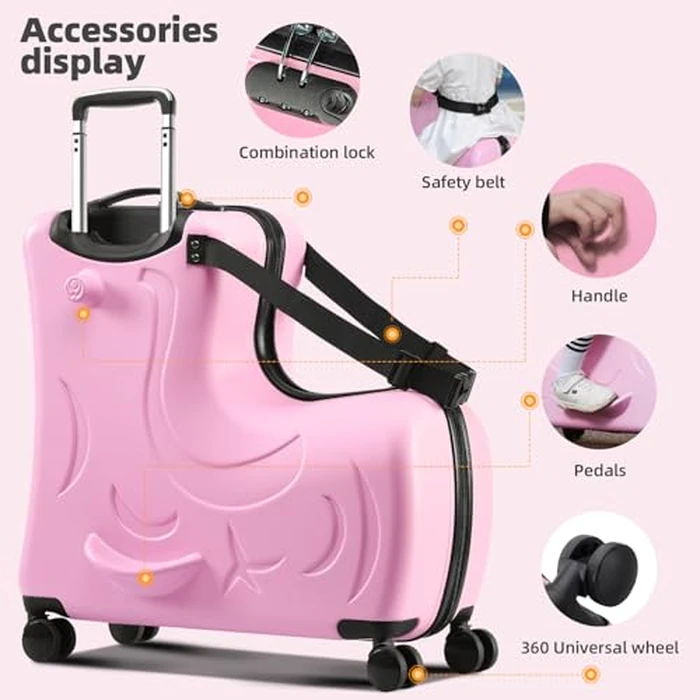 N-A Kids Ride On Suitcase with Wheels, Scooter Luggage for Toddlers Travel, Durable Children's Suitcase for Boys & Girls Ages 2-19 Years by N-A - Image 4