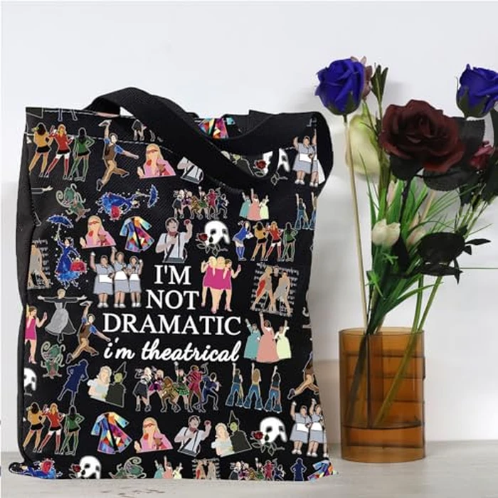 GJTIM Musical Gift Makeup Bag Theatre Bag I'm Not Dramatic I'm Theatrical Musical Theatre Gift Zipper Pouch (I'm Theatrical ToteBLK) by GJTIM - Image 6