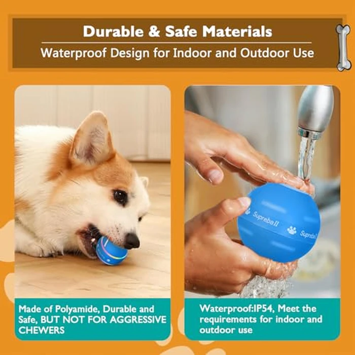 PetDroid Interactive Dog Toys Dog Ball,[Newly Upgraded] Durable Motion Activated Automatic Rolling Ball Toys for/Small/Medium/Large Dogs,USB Rechargeable (Blue) by PetDroid - Image 4