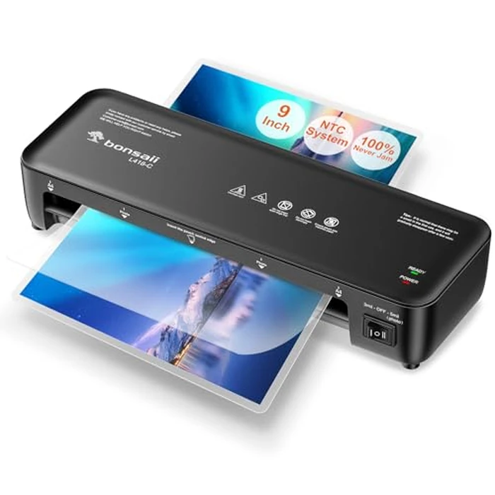 Bonsaii Laminator, 9 Inch Thermal Laminator Machine with Never Jam Technology for Doc/Posters/Photo, Personal Laminating Machine Simple Convenient for Home, Office and School Black by bonsaii - Used - Like New condition - US$18.57